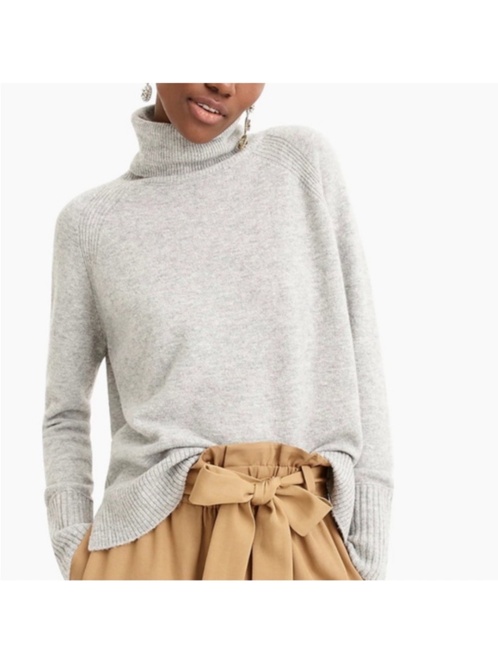 J. Crew Turtleneck Sweater with Side Slits Gray Xs